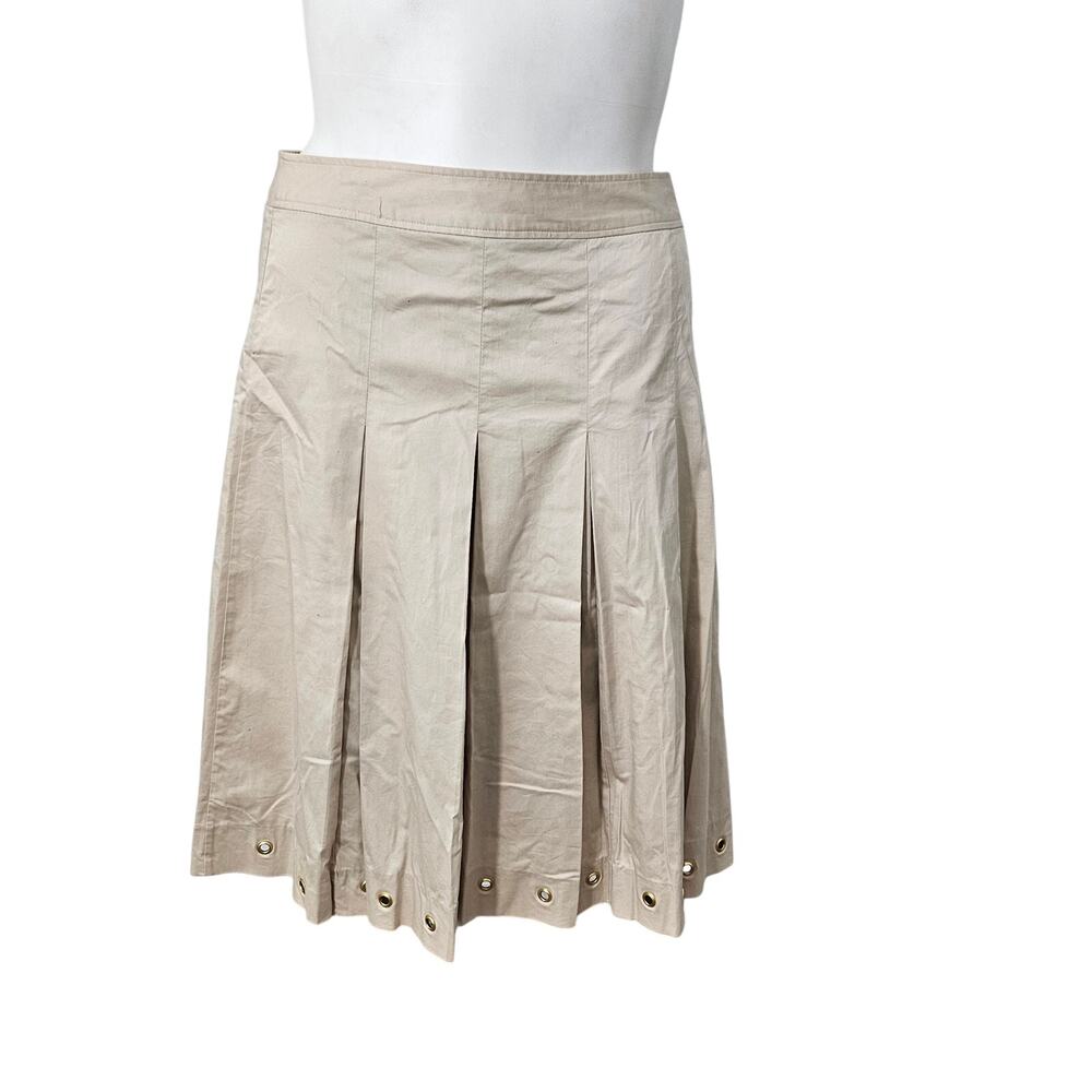 George ME Designs by Mark Eisen Pleated Skirt beige / Gold sz 14